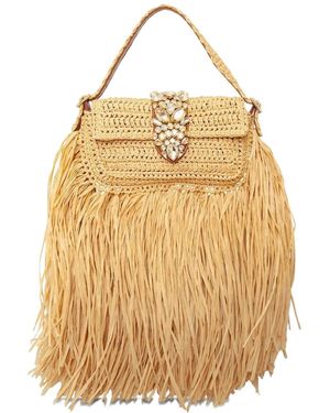 Gedebe Habibi Crystal-Embellished Fringe Tote Bag - Natural