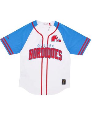 Mitchell & Ness Quebec Nordiques Button-Front T-Shirt - Blue