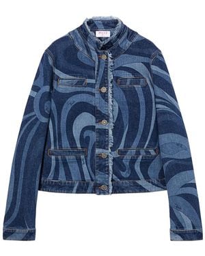 PUCCI Marmo-Print Denim Jacket - Blue