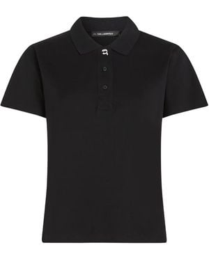 KARL LAGERFELD Ikon Button Polo Shirt - Black