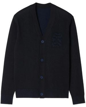 Sandro Embroidered-Detail V-Neck Cardigan - Blue