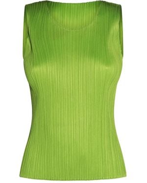Pleats Please Issey Miyake ノースリーブ トップ - グリーン