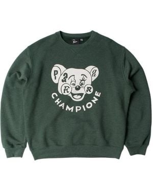 by Parra Graphic-Print Elbow-Patch Sweatshirt - Green