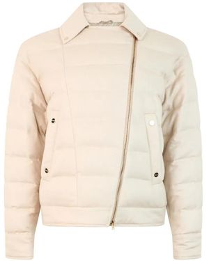 Herno Asymmetric-Zip Puffer Jacket - Natural