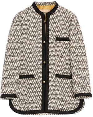 Valentino Garavani Toute La V Jacquard-Pattern Jacket - Grey
