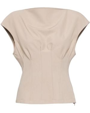 Goen.J Ruched-Detailing Sleeveless Top - Natural