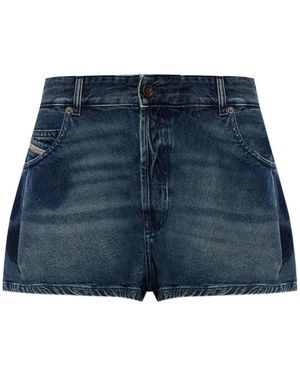 DIESEL Whiskering-Effect Denim Shorts - Blue