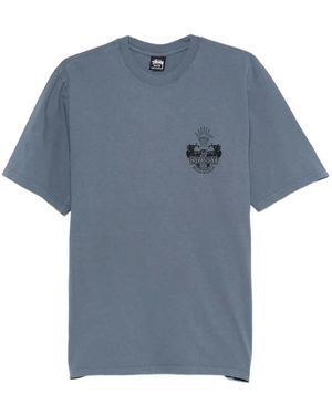 Stussy Built To Last Pig Dyed Cotton T-Shirt - Blue