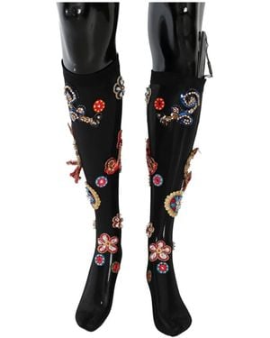 Dolce & Gabbana Chaussettes À Ornements En Cristal - Black