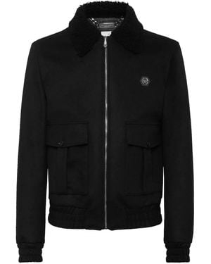 Philipp Plein Logo-Patch Jacket - Black