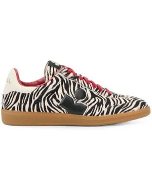 Isabel Marant Bryce Zebra-Print Leather Sneakers - White