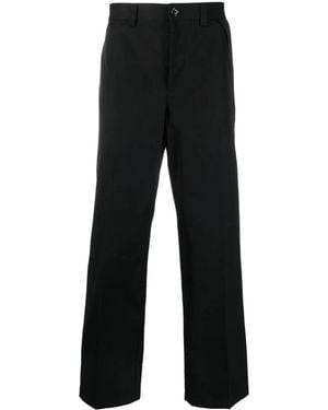 Burberry Mid-Rise Cotton Wide-Leg Pants - Black