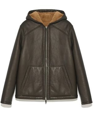 Yves Salomon Shearling Leather Jacket - Green