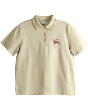 Burberry Embroidered-Logo Polo Shirt - Metallic