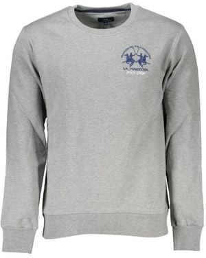 La Martina Logo-Embroidered Crew-Neck Jumper - Grey