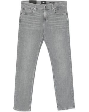 7 For All Mankind Slimmy Whiskered Faded-Effect Jeans - Grey