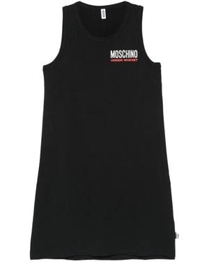 Moschino Logo-Print Sleeveless Mini Dress - Black