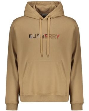 Burberry Logo-Embroidered Pouch-Pocket Hoodie - Natural