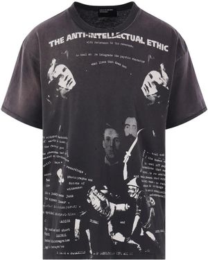 Enfants Riches Deprimes Aanti-Intellectual Ethic Distressed Graphic-Print T-Shirt - Black