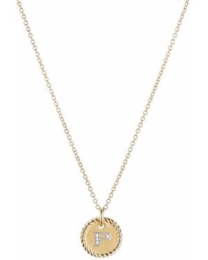 David Yurman 18Kt Initial P Diamond Charm Necklace - Metallic