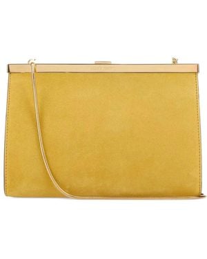 Alberta Ferretti Suede Chain Clutch - Yellow