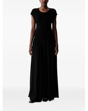 Sisley Crinkled Flared Maxi Dress - Black