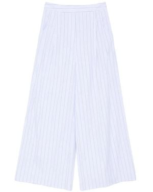 Erika Cavallini Semi Couture Pantalon Plissé À Fines Rayures - White