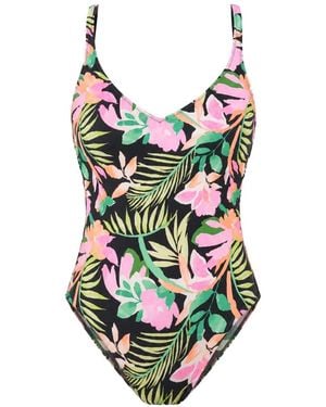Rip Curl Floral-Print Open-Back Swimsuit - White