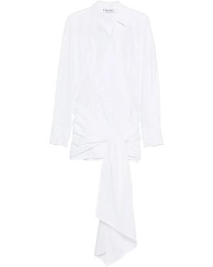 The Attico Long-Sleeve Knot Mini Dress - White
