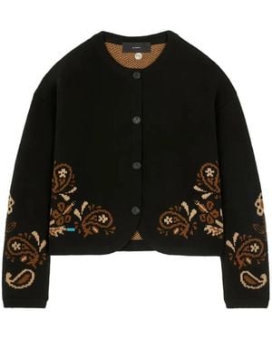 Alanui Island Roots Paisley Jacquard-Knit Cardigan - Black