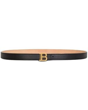 Balmain Leather B-Buckle Belt - Blanco