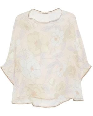 Faliero Sarti Blusa New Merlina Con Motivo Floral - Blanco
