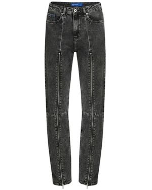 KARL LAGERFELD High-Rise Straight Zip Jeans - Gray