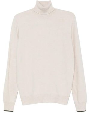 Alpha Studio Roll-Neck Ribbed-Trim Sweater - White