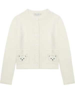 Joshua Sanders Bear-Embroidered Cardigan - White