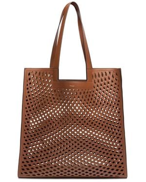 Bally Easy Laser-Cut Leather Tote Bag - Brown