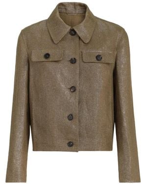 Brunello Cucinelli Linen Cropped Jacket - Green