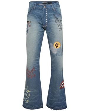 Earthling VIP Graphic-Patch Button-Fastening Jeans - Blue