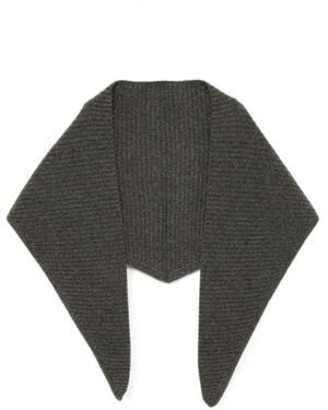 N.Peal Cashmere Ribbed Triangle Scarf - Black