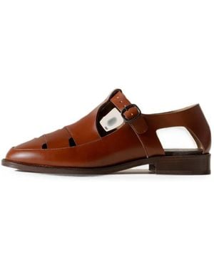 Hereu Besso Woven T-Bar Sandals - Brown