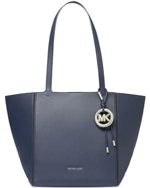 Michael Kors Medium Jordi Logo-Charm Leather Tote - Blue