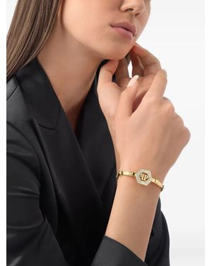 Philipp Plein Crystal Logo-Detail Bracelet - Black