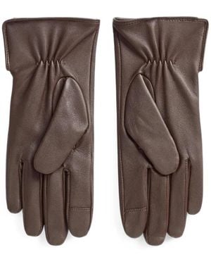 Ralph Lauren Button-Detail Leather Gloves - Brown