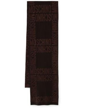 Moschino Logo-Intarsia Wool Scarf - Black