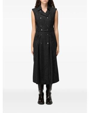 CRI.DA Double-Breasted Belted Midi Dress - Black