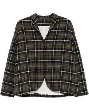 Apuntob Plaid Button Jacket - Black