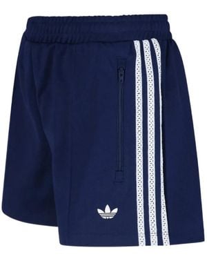 adidas Lace-Trim Logo-Embroidered Shorts - Blue