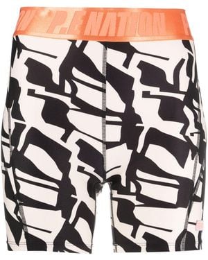 P.E Nation Fietsshorts Met Abstracte Print - Zwart