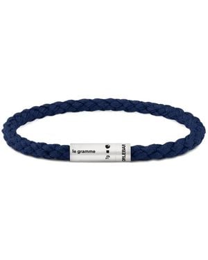 Le Gramme X Orlebar Le 7G Cable Engraved-Logo Bracelet - Blue