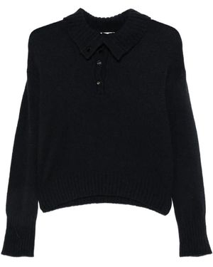 Roberto Collina Button-Fastening Ribbed-Trim Jumper - Black